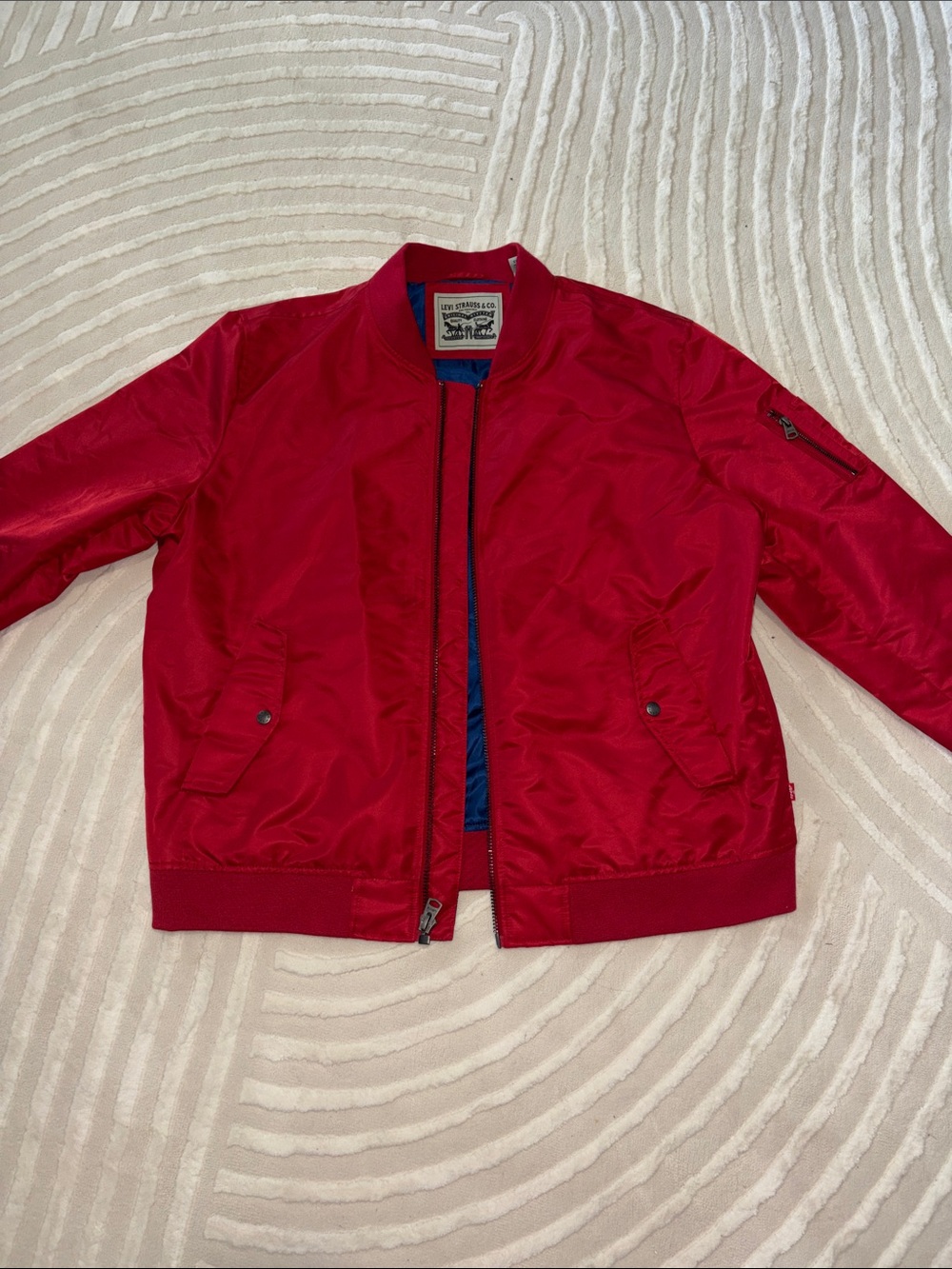 Men's Levi’s Red Bomber Jacket with Ribbed Trim